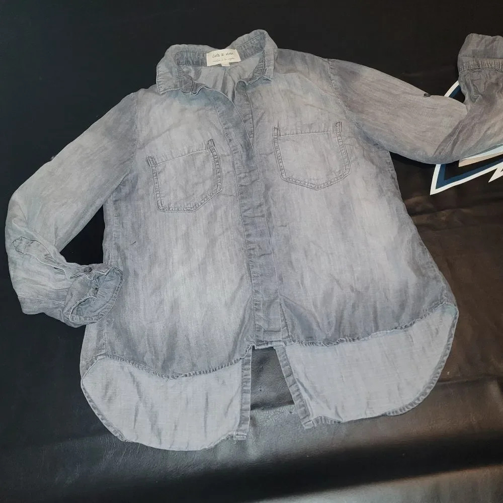 Cloth & Stone Womens Gray Long Sleeve Shirt Top‎ Small